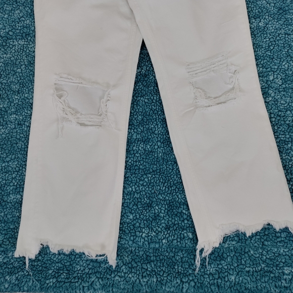 We the Free People Button Fly White Ripped Raw Hem High Rise Jeans - Picture 2 of 13